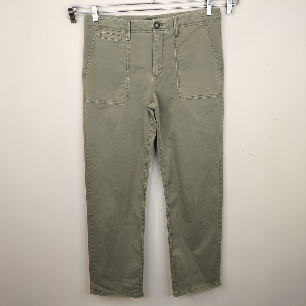 Banana Republic Boyfriend Chino Pants 12L Tall Straight Leg Utility Olive Green